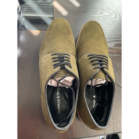 NEW THOMAS & VINE GUNNER OLIVE SUEDE OXFORD DERBY SZ 10.5 MENS - Picture 2 of 6